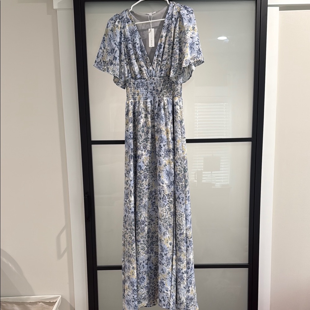 Baltic born- Floral Blue and White Maxi Dress